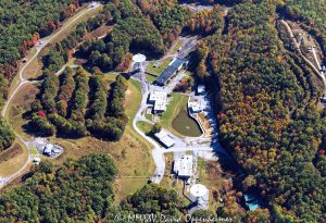 Pisgah Astronomical Research Institute PARI radio telescopes aerial view 8522