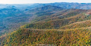 Ridgelines Along the Blue Ridge Parkway in Pisgah National Forest Aerial View