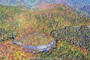 Pounding Mill Overlook 413 Blue Ridge Parkway autumn colors aerial view 7001