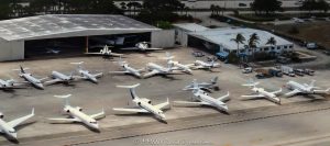 Private Jets at Palm Beach International Airport in West Palm Beach, Florida Aerial View