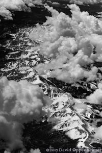 Rocky Mountains in Colorado with Snow Aerial Black and White