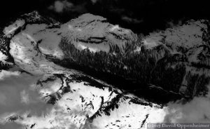 Rocky Mountains in Colorado with Snow Aerial Black and White