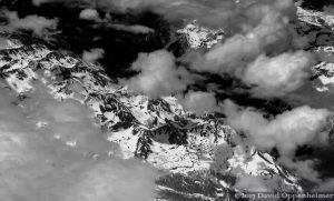 Rocky Mountains in Colorado with Snow Aerial Black and White