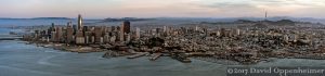 San Francisco City Skyline Panorama at Sunset Aerial