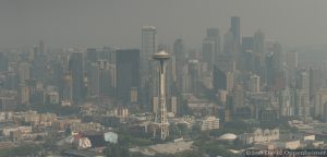 Seattle Skyline with Wildfires Smoke and Haze