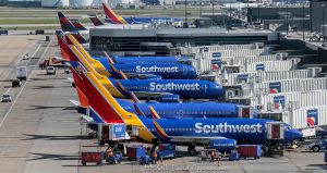 Southwest Airlines Jets at Atlanta International Airport Aerial View