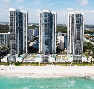 Trump Towers on Sunny Isles Beach Aerial View