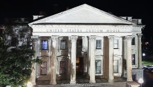 United States Custom House in Charleston, South Carolina United States Custom House buidling at night at 200 E Bay St in downtown Charleston, South Carolina - © 2024 David Oppenheimer - Performance Impressions photography archives - https://performanceimpressions.com United States Custom House, U.S. Customhouse, U.S. Custom House, Custom House, U.S. Customs and Border Protection, Charleston Service Port, historic, building, architecture, National Register of Historic Places, columns, pillars, Ammi B. Young, Classical Revival, 200 E Bay St, 29401, Fitzsimmon's Wharf, façade, limestone, Corinthian columns, Corinthian, Charleston, South Carolina, David Oppenheimer, David Gordon Oppenheimer, United States, horizontal, color, 1-13726821381,
