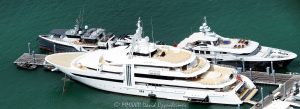 Vibrant Curiosity Megayacht Aerial View