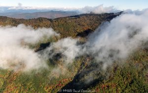 Waterrock Knob Blue Ridge Parkway autumn colors aerial view 7562