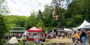 Zipline into Lake at LEAF Festival in Black Mountain